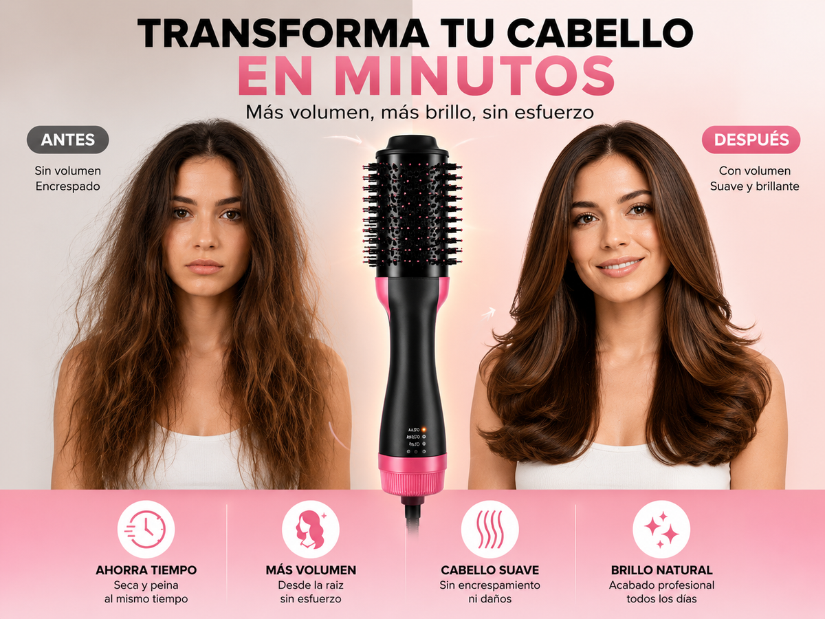 CEPILLO SECADOR 2 en 1 / Seca, Alisa, Moldea y da volumen